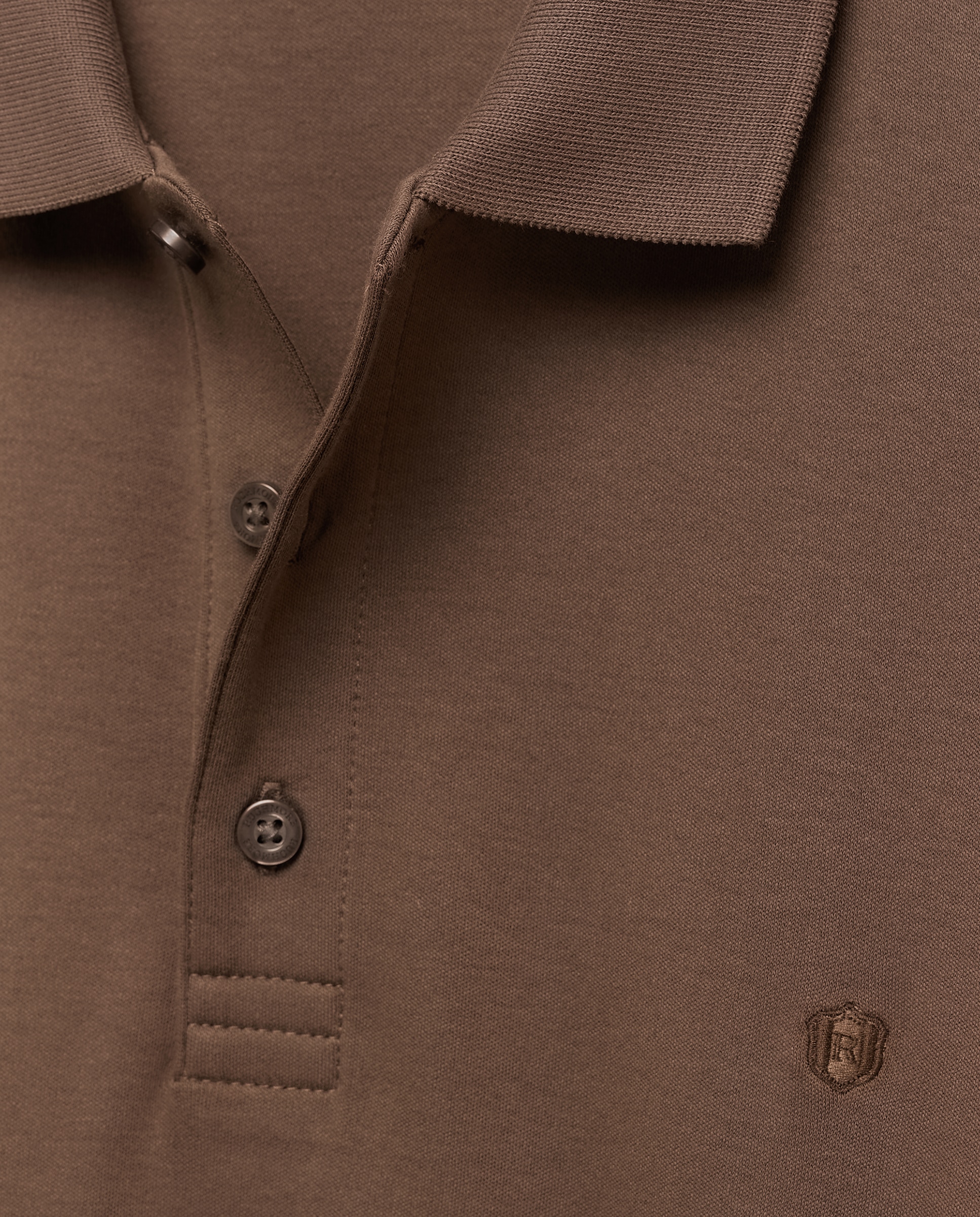 Polo de Manga Comprida Castanho-5