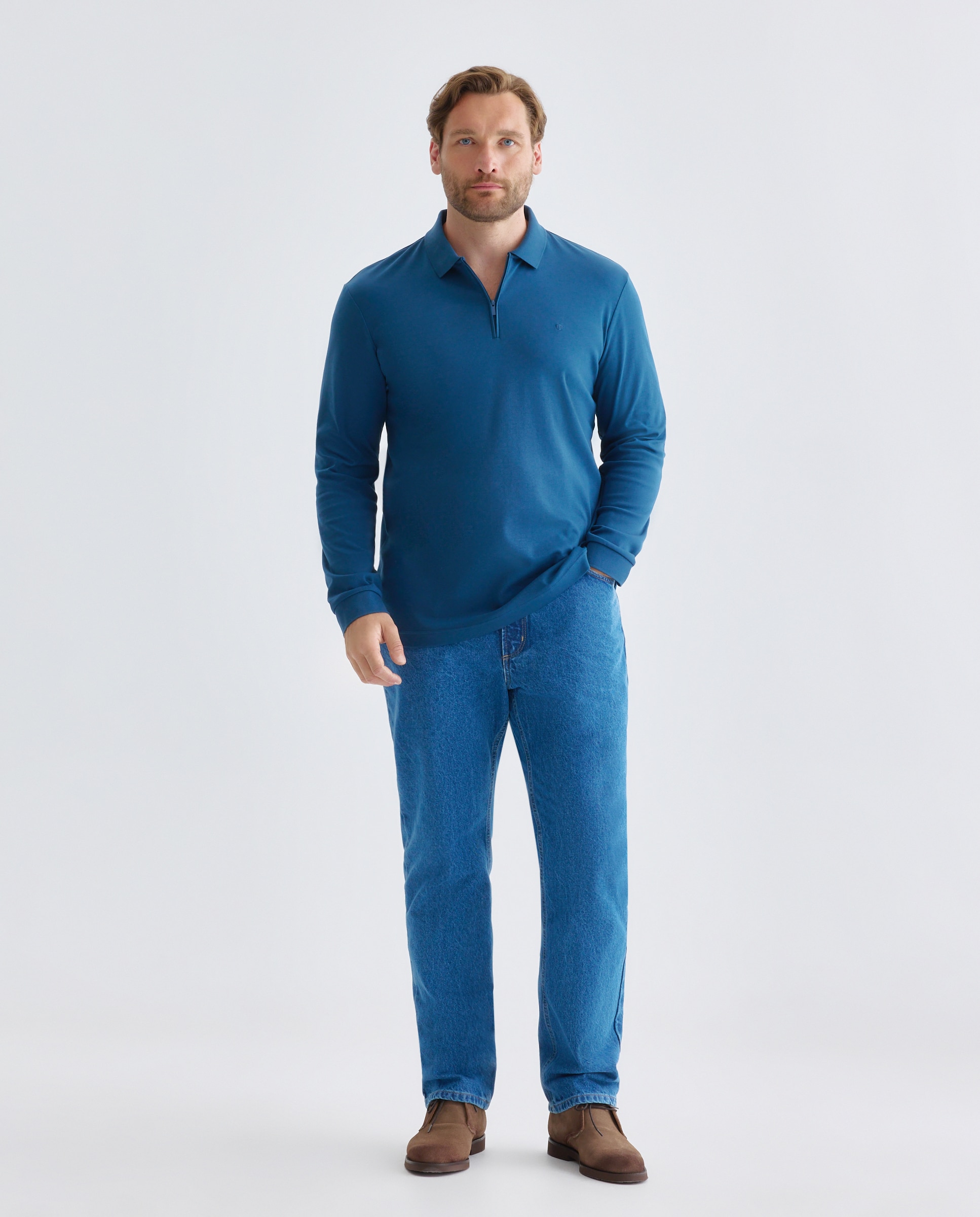 Polo de Manga Comprida Azul-2
