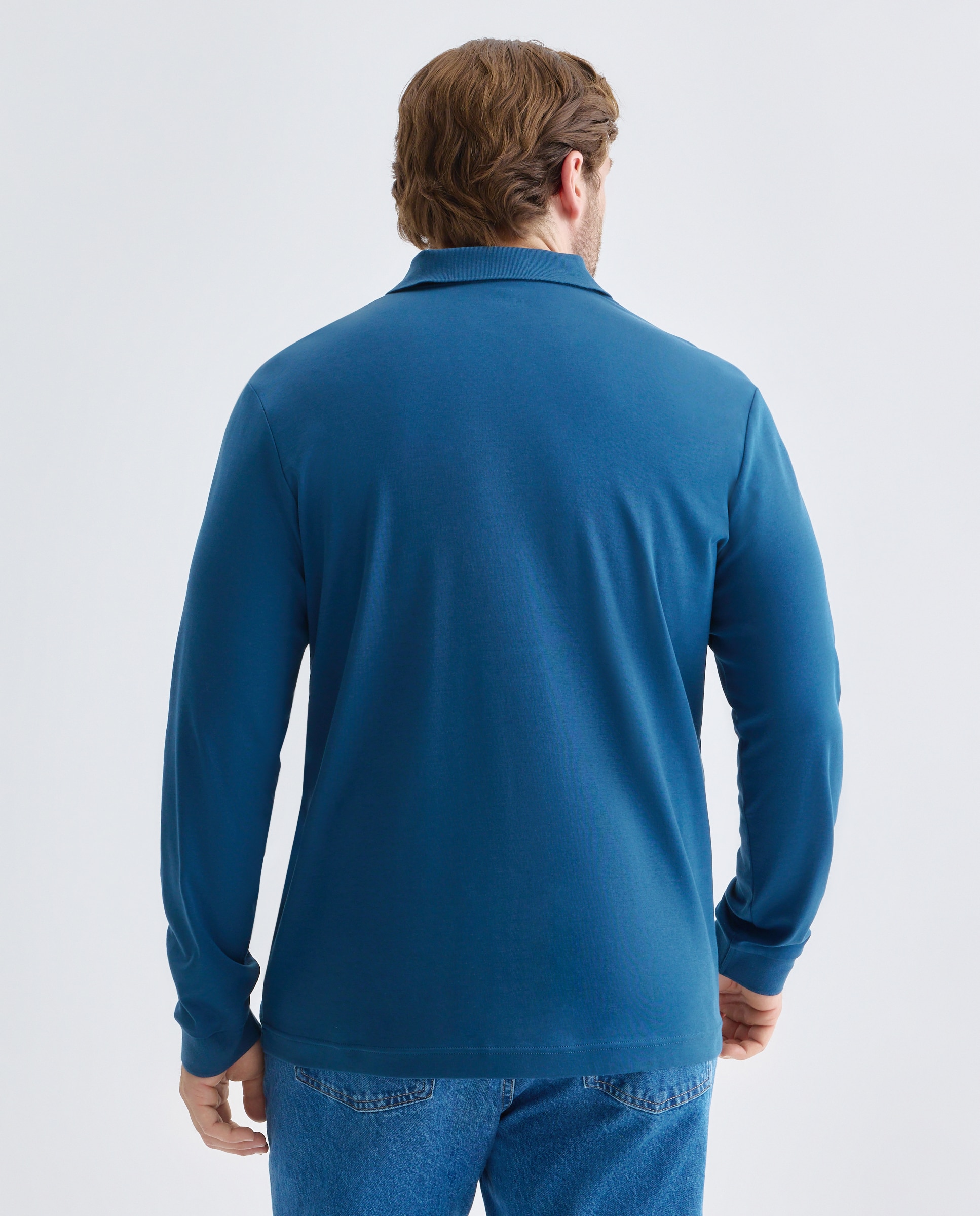 Polo de Manga Comprida Azul-3