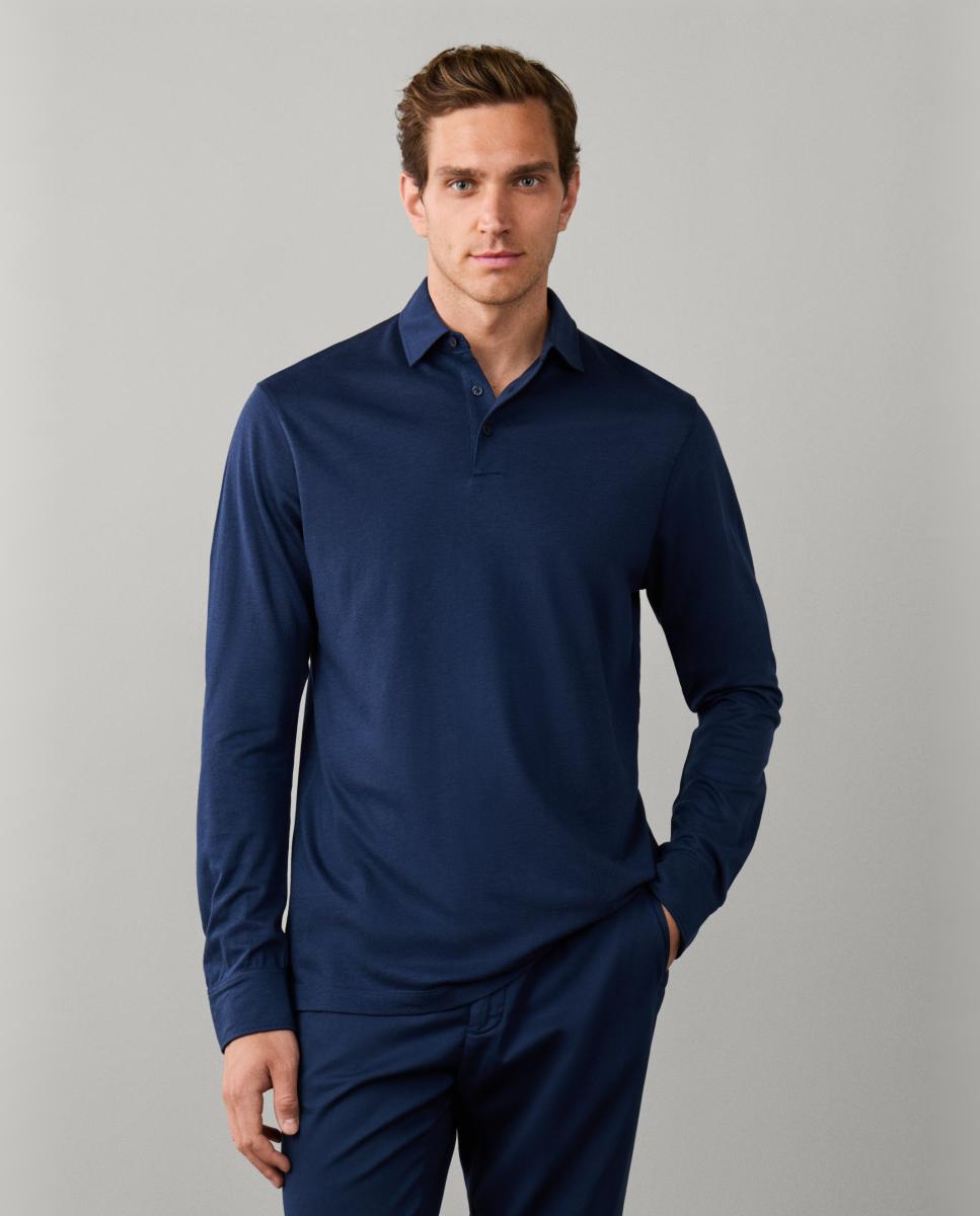 Polo de manga larga en jersey piqué tallas grandes. - Hackett - Azul índigo Azul índigo-1