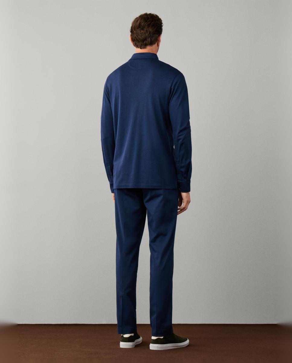 Polo de manga larga en jersey piqué tallas grandes. - Hackett - Azul índigo Azul índigo-2