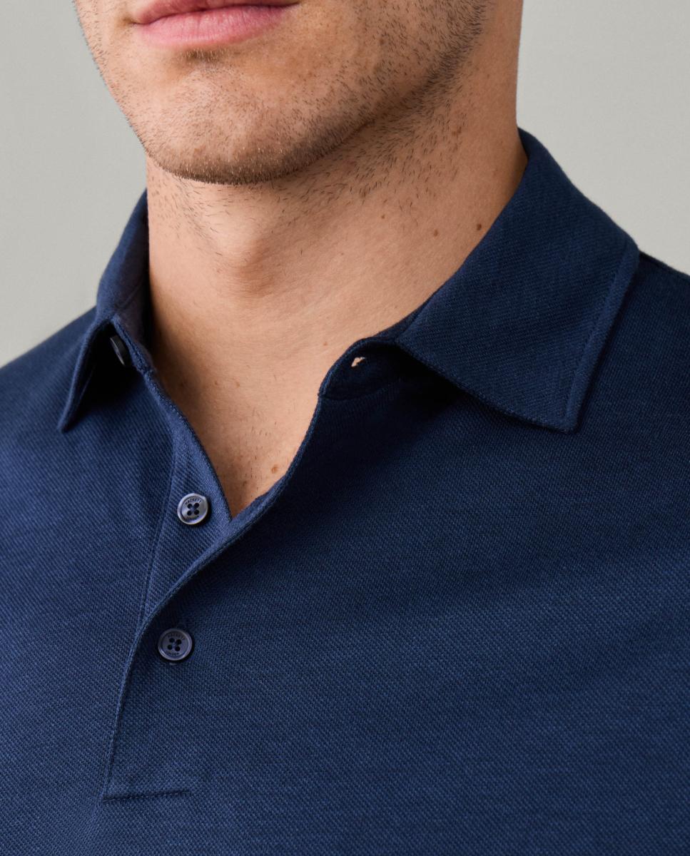 Polo de manga larga en jersey piqué tallas grandes. - Hackett - Azul índigo Azul índigo-3