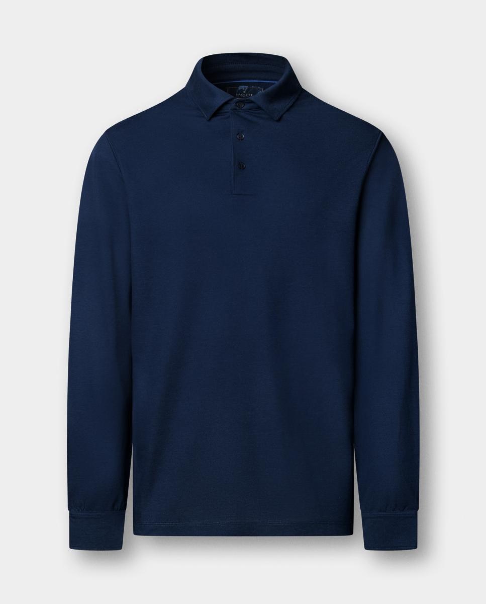 Polo de manga larga en jersey piqué tallas grandes. - Hackett - Azul índigo Azul índigo-5