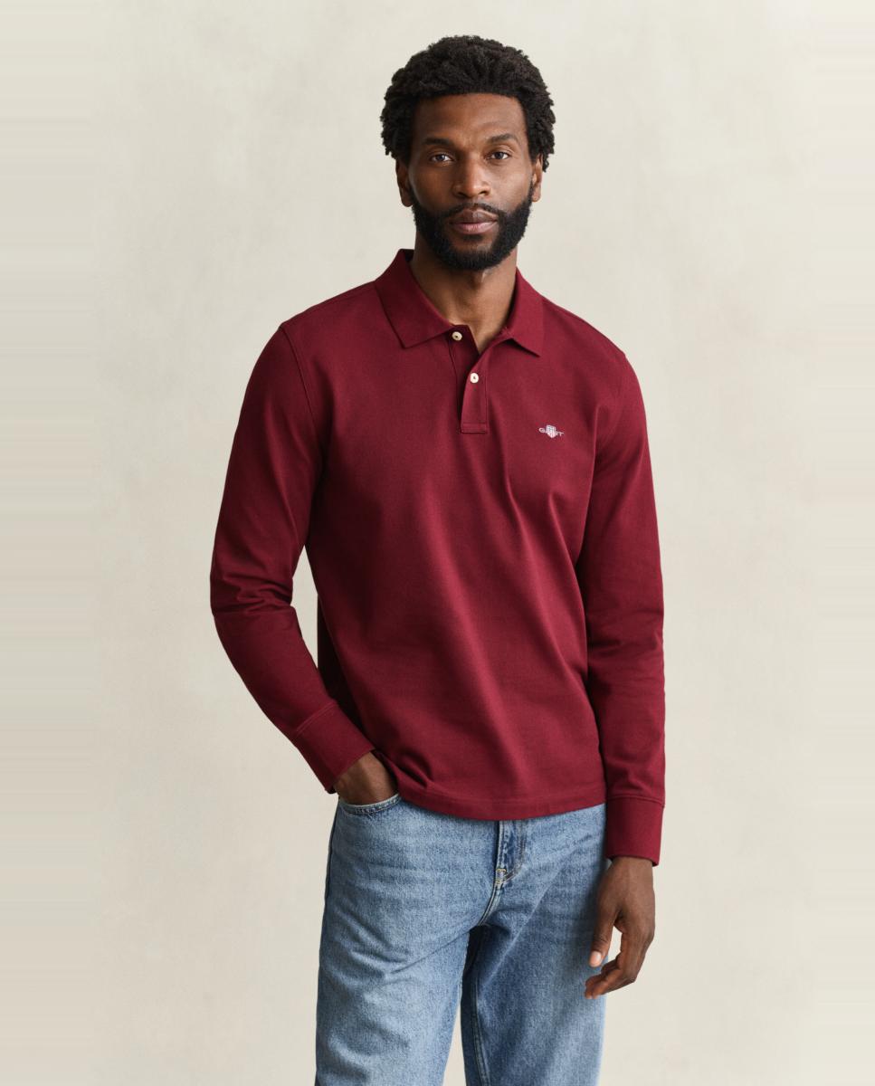 Polo de hombre de piqué Shield con embrema de la marca tallas grandes - Gant - Rosa Rosa-1