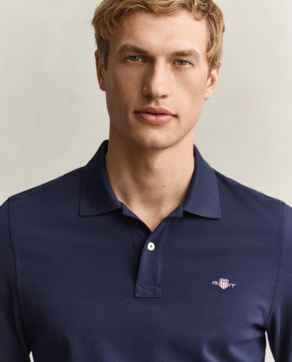 Polo Piqué com Logótipo Tamanhos Grandes Azul-2