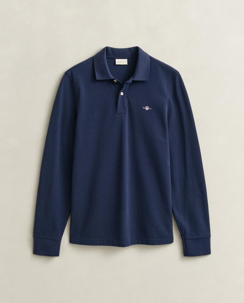 Polo Piqué com Logótipo Tamanhos Grandes Azul-4