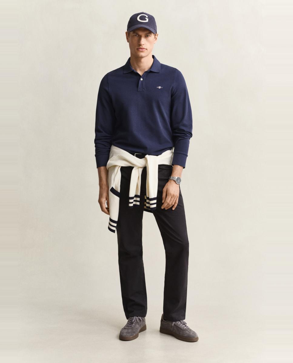 Polo Piqué com Logótipo Tamanhos Grandes Azul-5