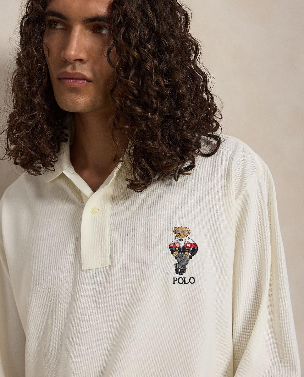 Polo de Algodão com Polo Bear Tamanhos Grandes Creme-4