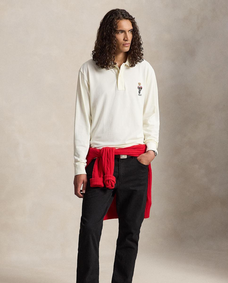 Polo de Algodão com Polo Bear Tamanhos Grandes Creme-6