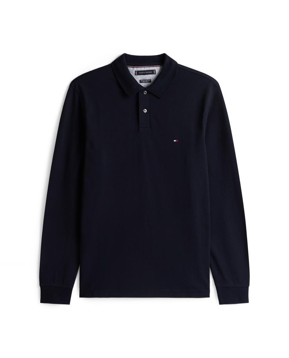 Imagen 0 de Polo de manga larga de hombre liso tallas grandes Azul marino