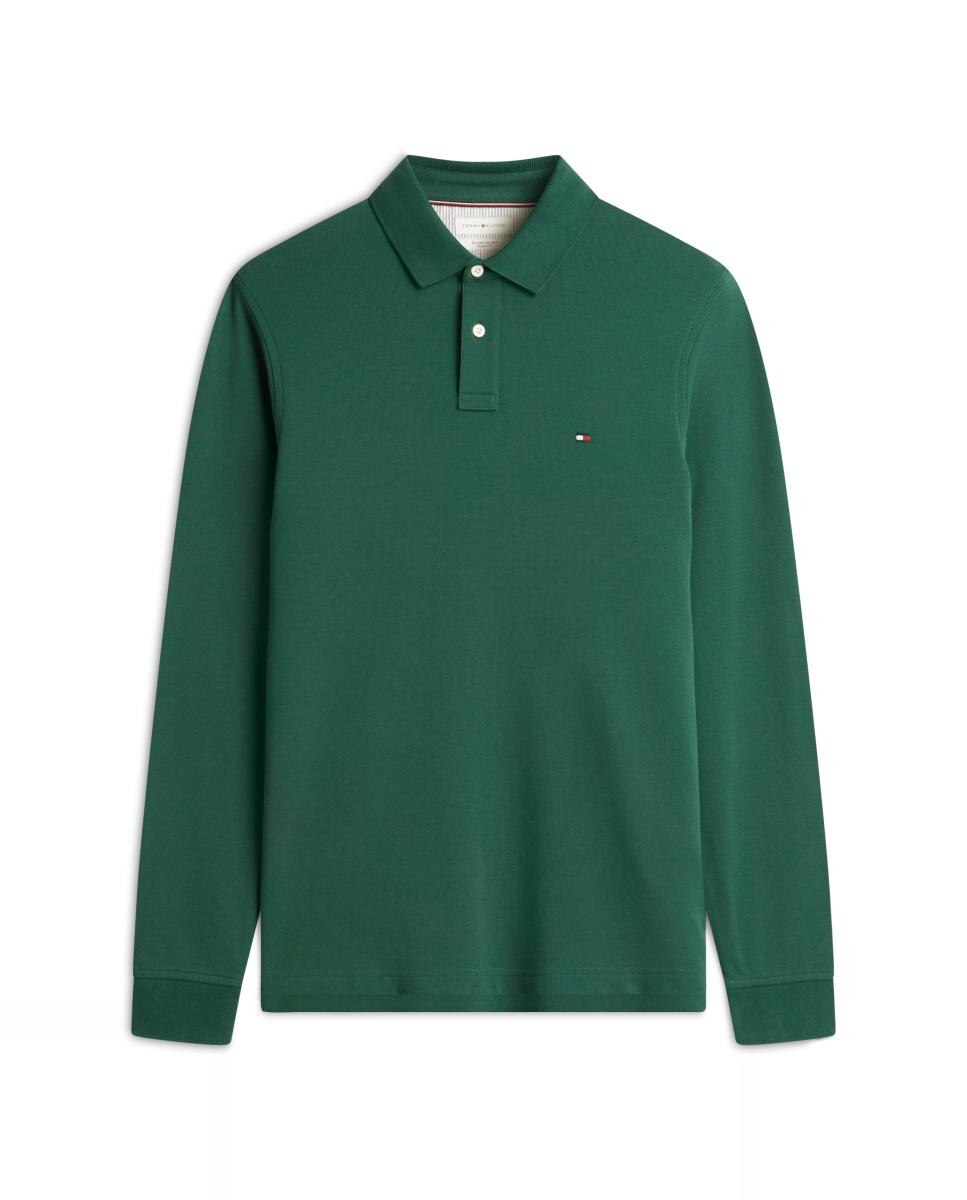 Imagen 0 de Polo de manga larga de hombre liso tallas grandes Verde