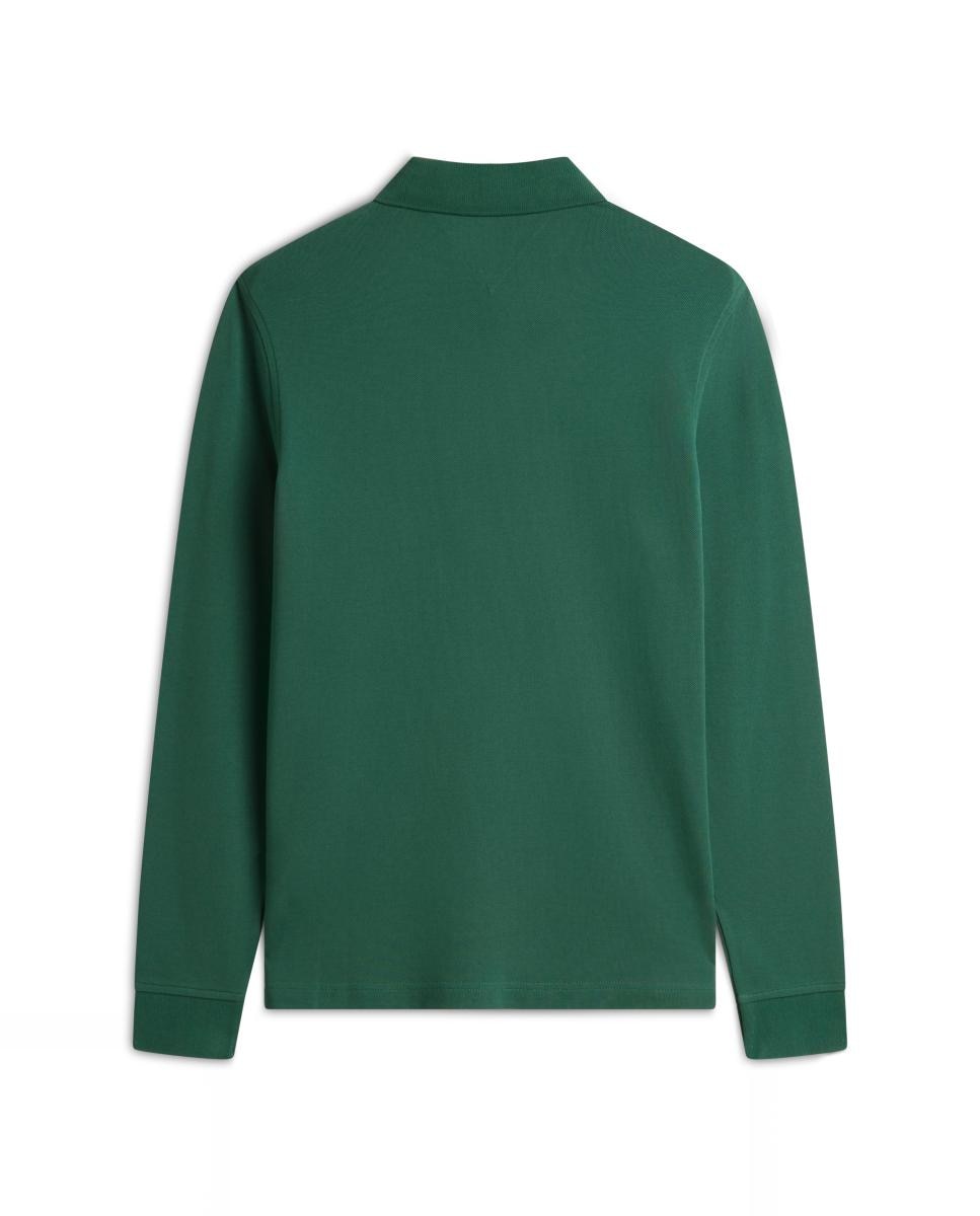 Polo de manga larga de hombre liso tallas grandes - Tommy Hilfiger - Verde Verde-2