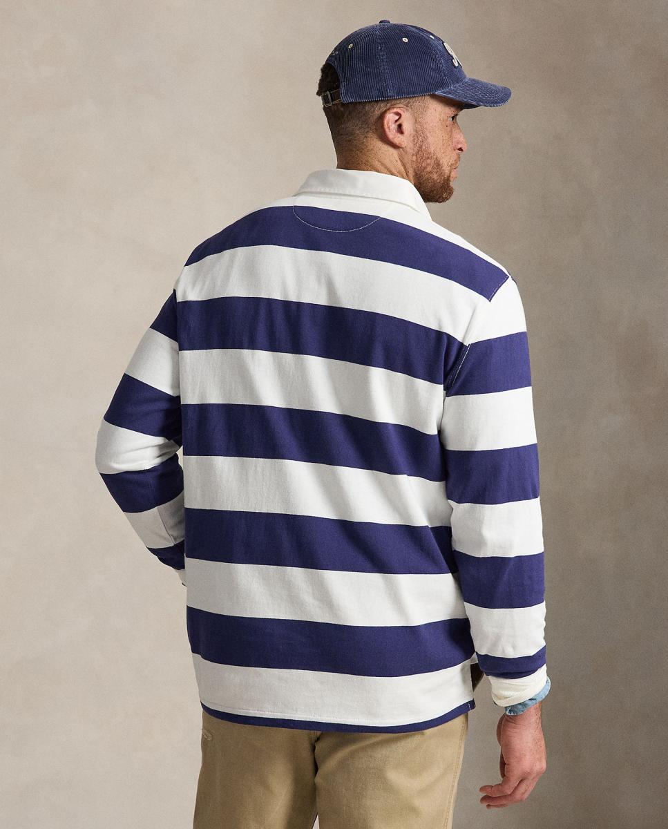 Pólo regular às riscas bicolor tamanhos grandes Azul-marinho-3
