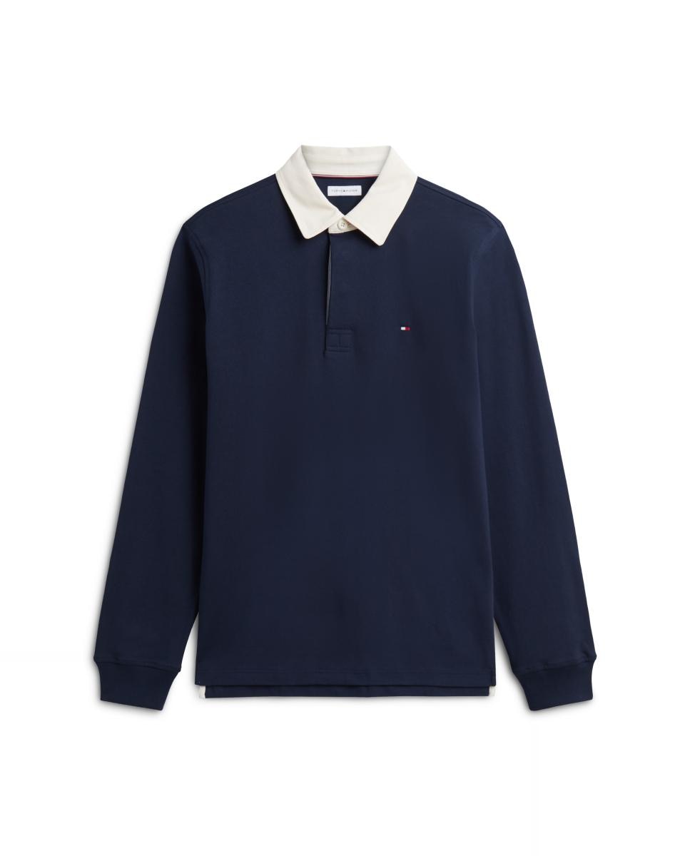 Polo de manga larga de hombre liso tallas grandes - Tommy Hilfiger - Azul marino Azul marino-1