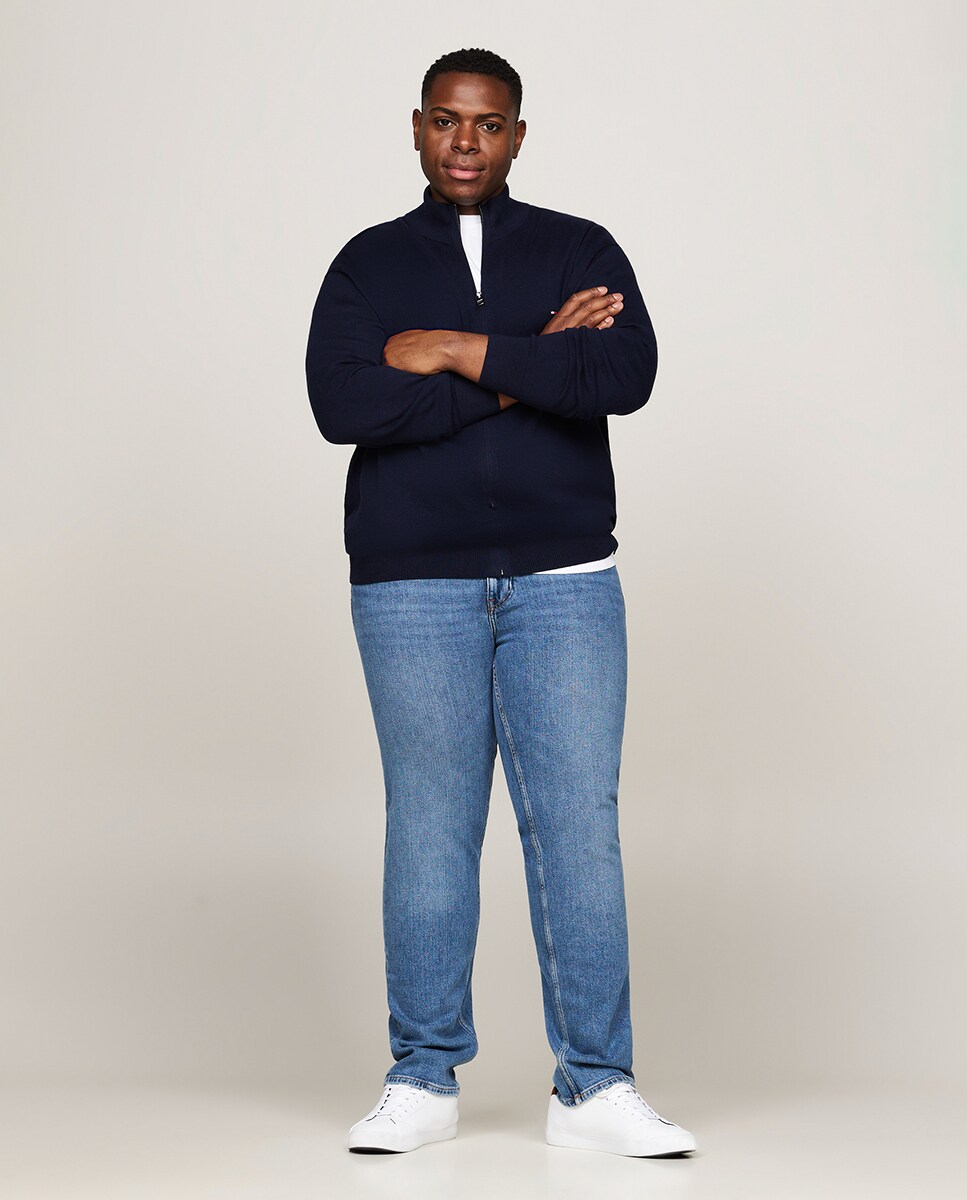 Jersey de hombre liso con cierre de cremallera tallas grandes