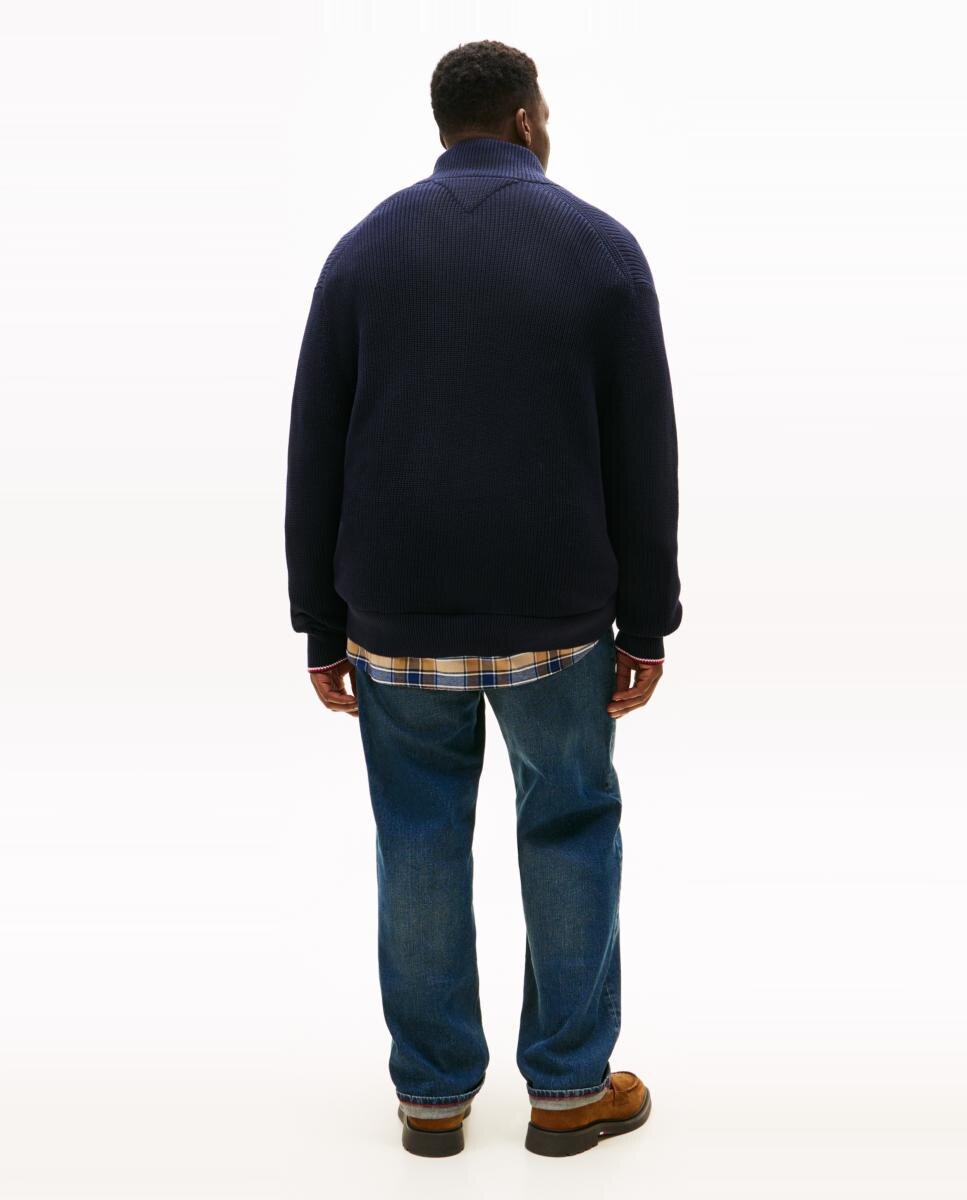 Camisola de Malha Lisa com Fecho de Correr Tamanhos Grandes Azul-marinho-2
