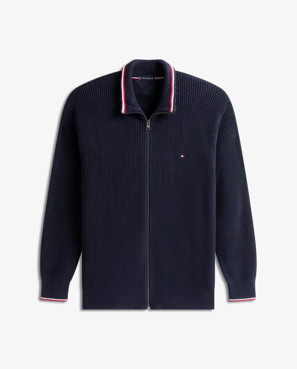 Camisola de Malha Lisa com Fecho de Correr Tamanhos Grandes Azul-marinho-4