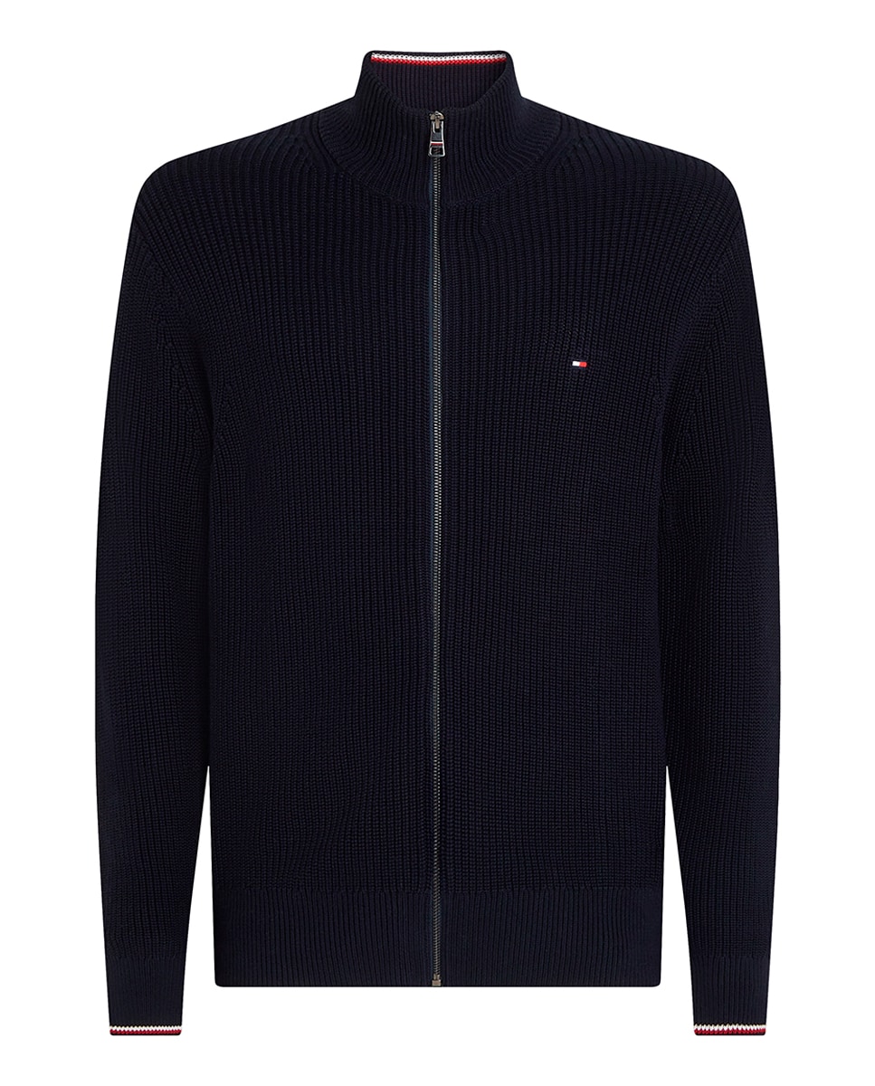 Camisola de Malha Lisa com Fecho de Correr Tamanhos Grandes Azul-marinho-1