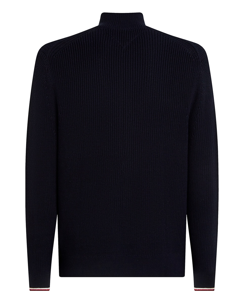 Camisola de Malha Lisa com Fecho de Correr Tamanhos Grandes Azul-marinho-5