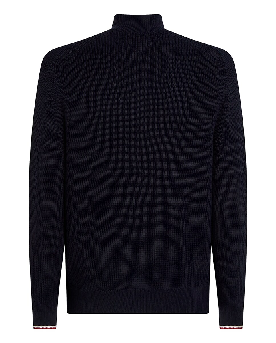 Camisola de Malha Lisa com Fecho de Correr Tamanhos Grandes Azul-marinho-2