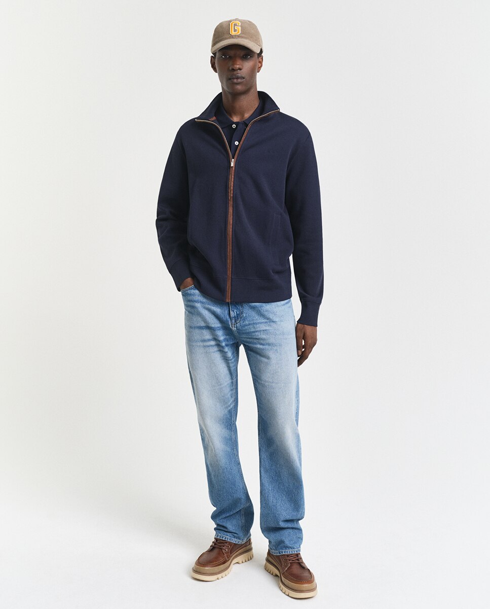 Cardigan Regular com Logótipo Azul-5