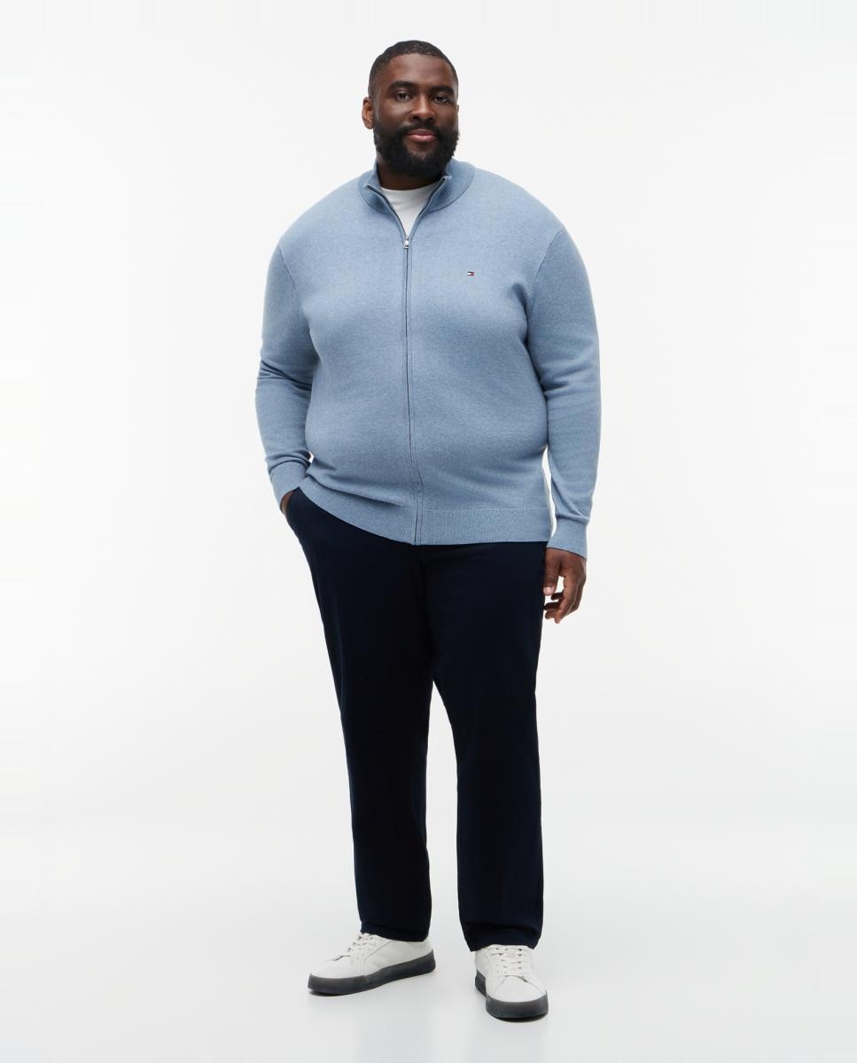 Camisola de Malha Lisa com Fecho de Correr Tamanhos Grandes Azul-claro-5