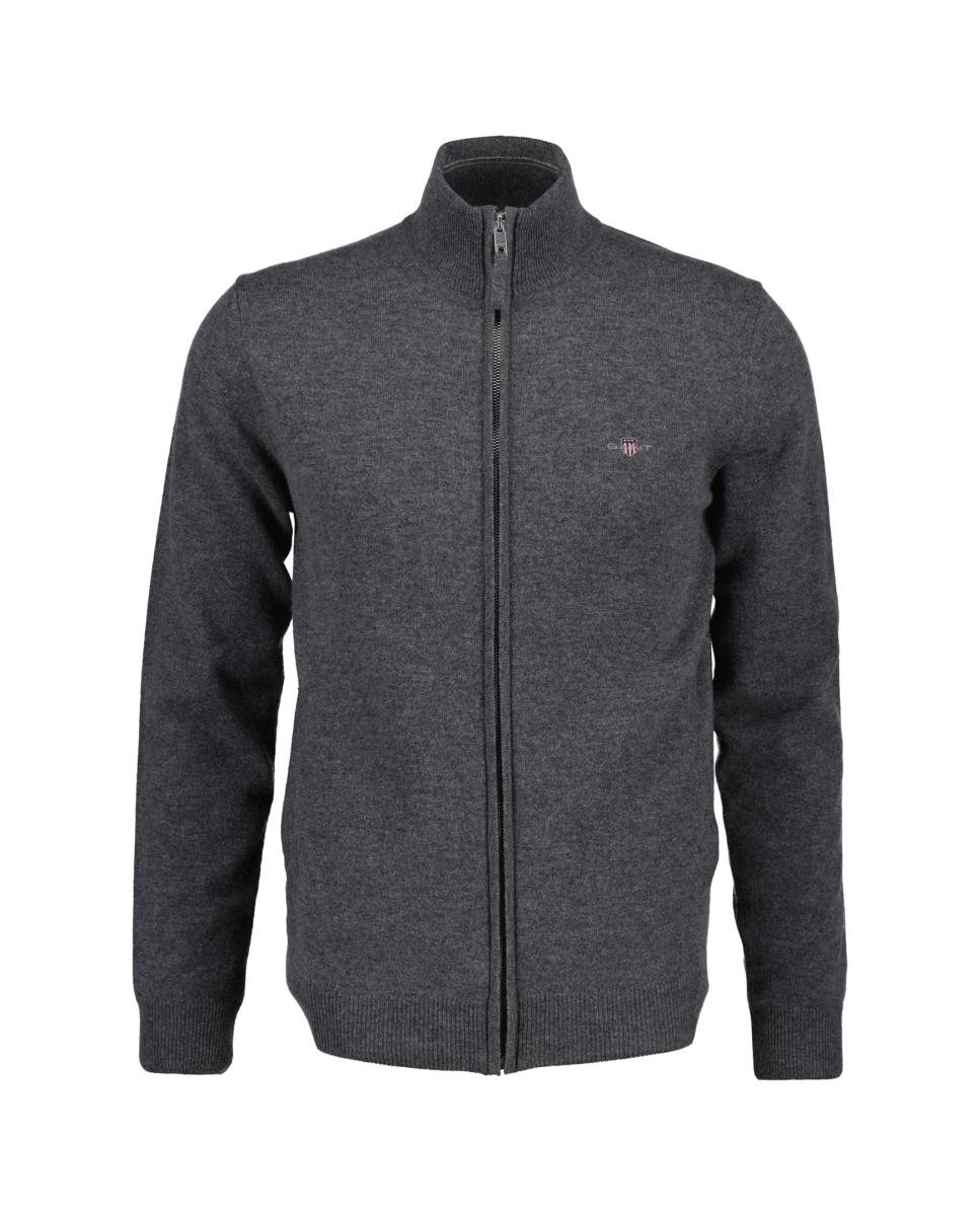 Cardigan de hombre tallas grandes corte regular y cremallera central - Gant - Gris Gris-1