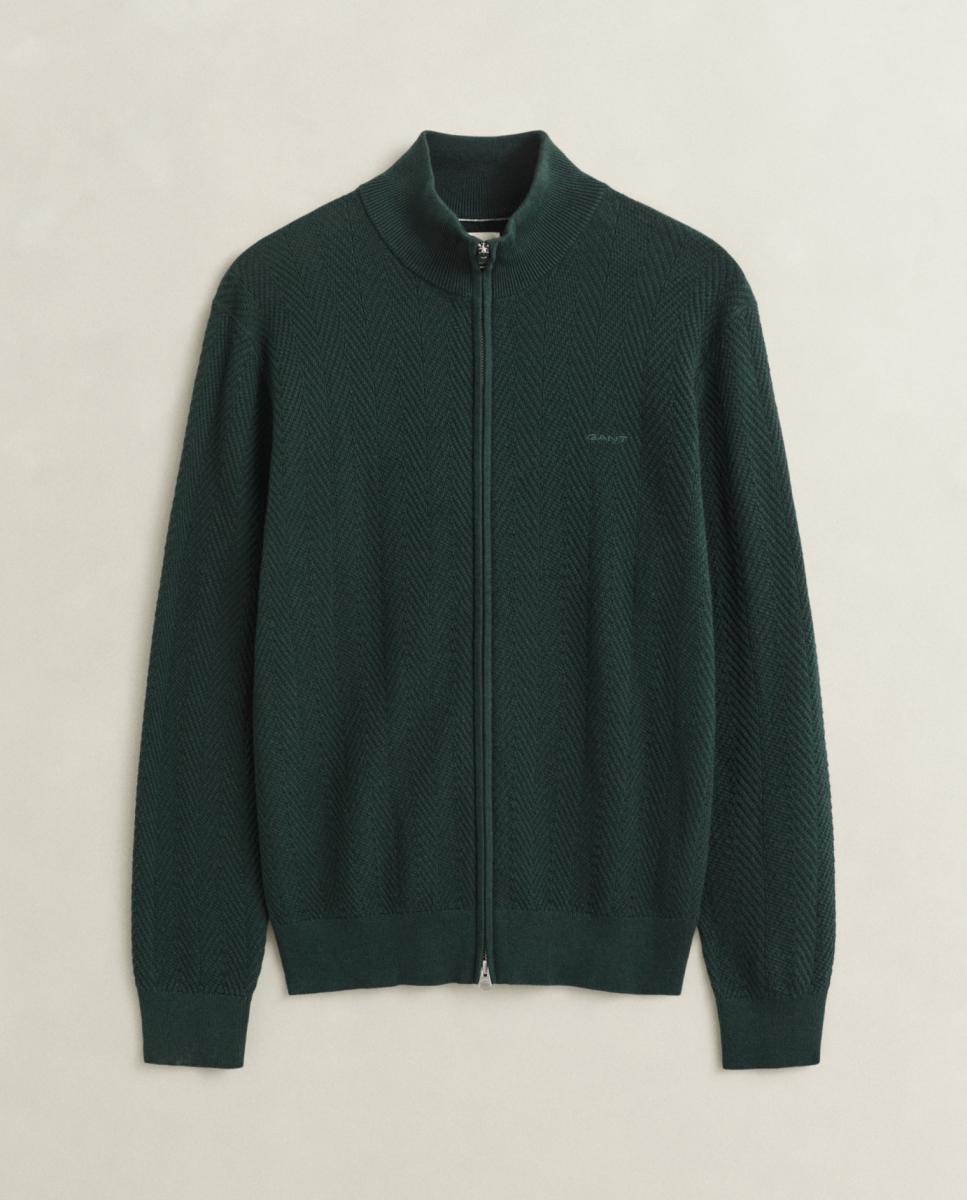 Cardigan de hombre cremallera regular fit tallas grandes - Gant - Verde Verde-1