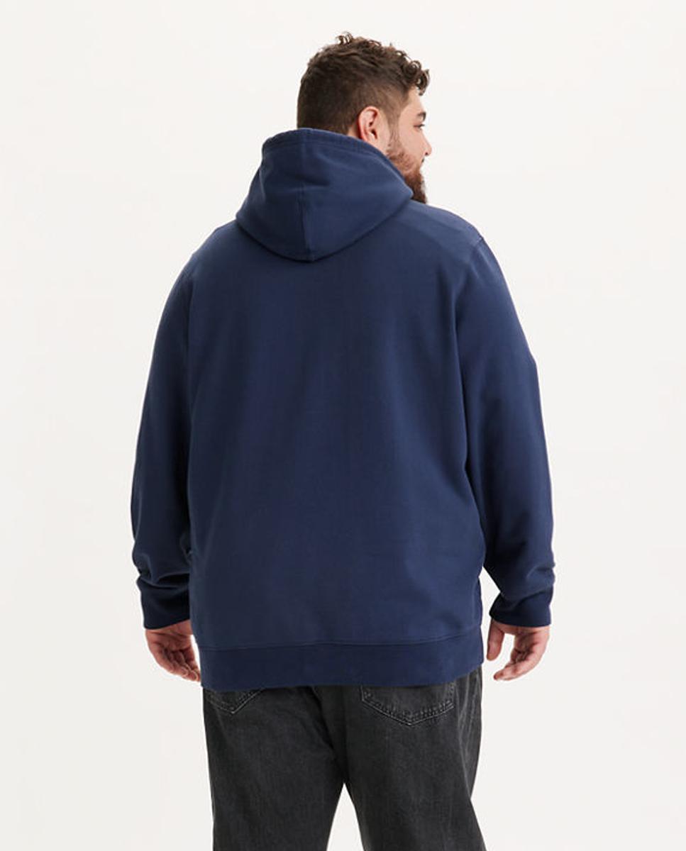 Sweatshirt Tamanhos Grandes com Capuz e Fecho de Correr - Azul Azul-escuro-2