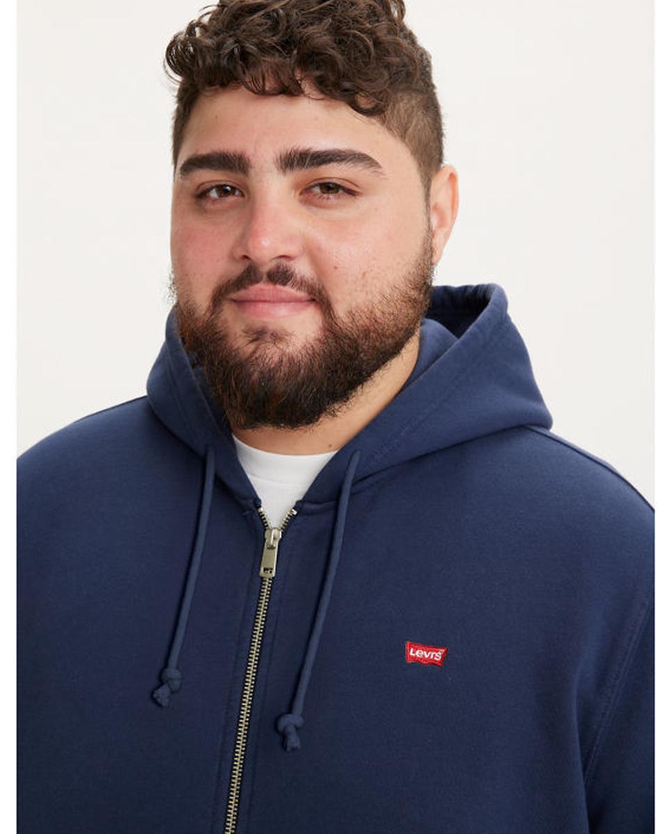 Sweatshirt Tamanhos Grandes com Capuz e Fecho de Correr - Azul Azul-escuro-3