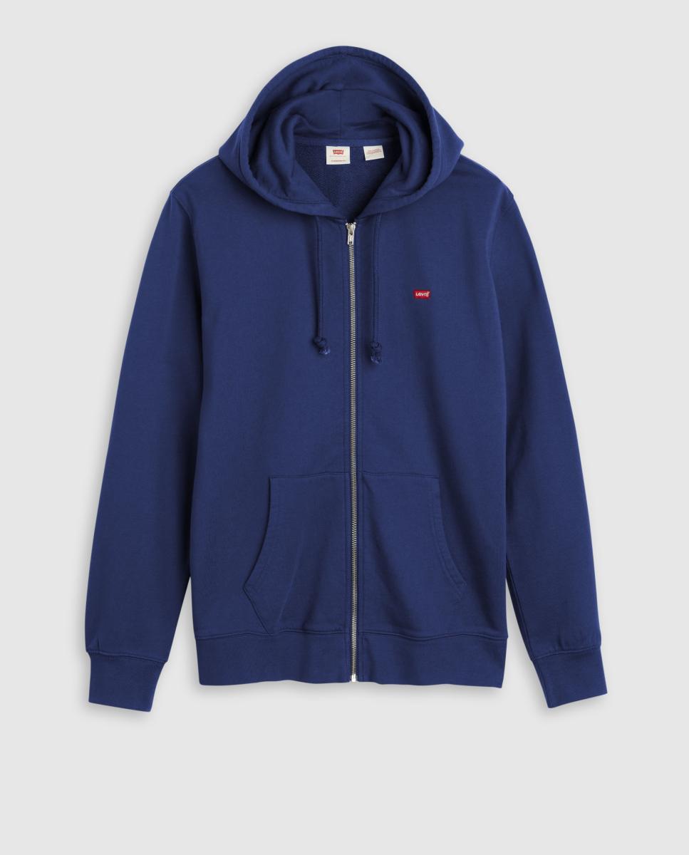 Sweatshirt Tamanhos Grandes com Capuz e Fecho de Correr - Azul Azul-escuro-5