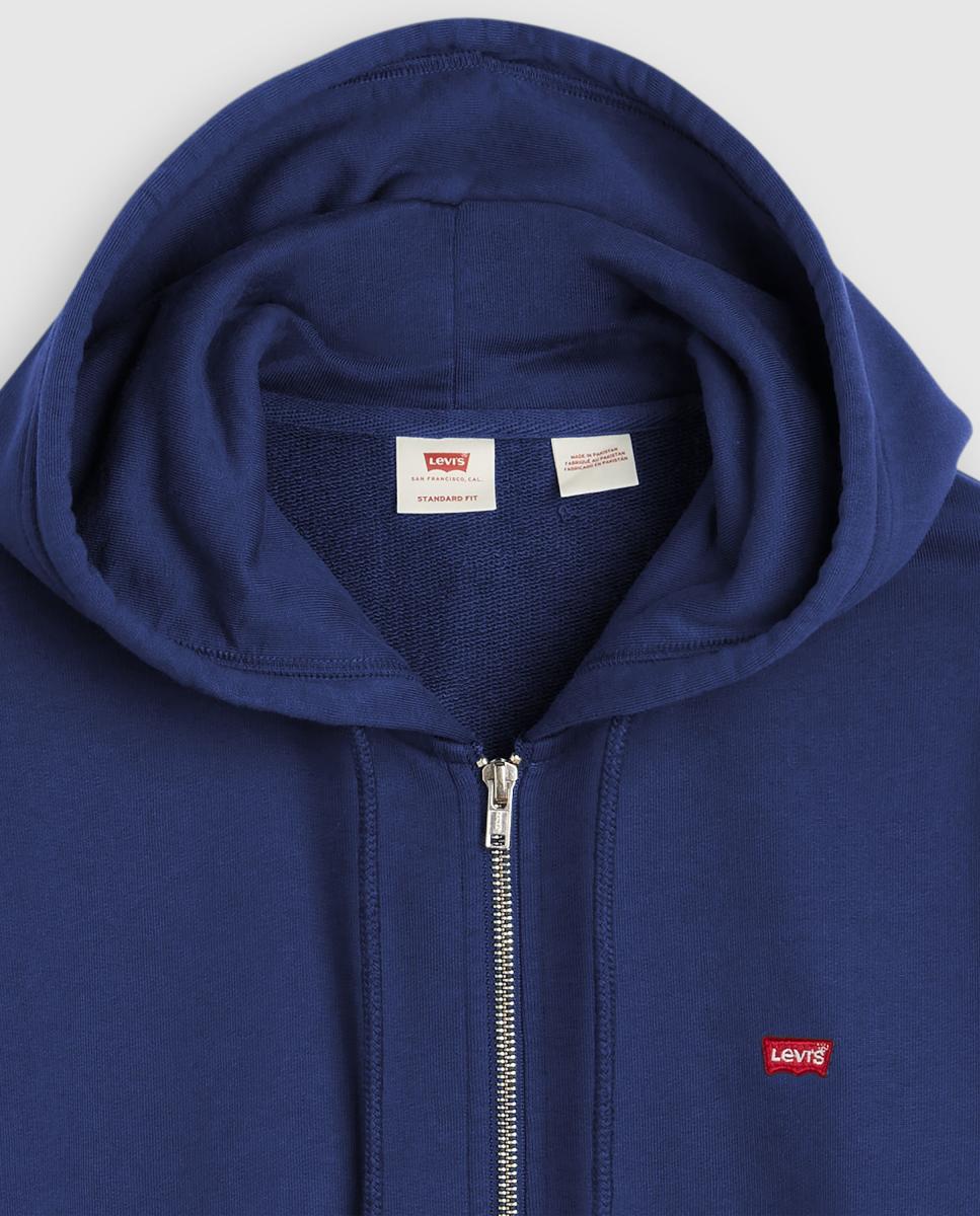 Sweatshirt Tamanhos Grandes com Capuz e Fecho de Correr - Azul Azul-escuro-7