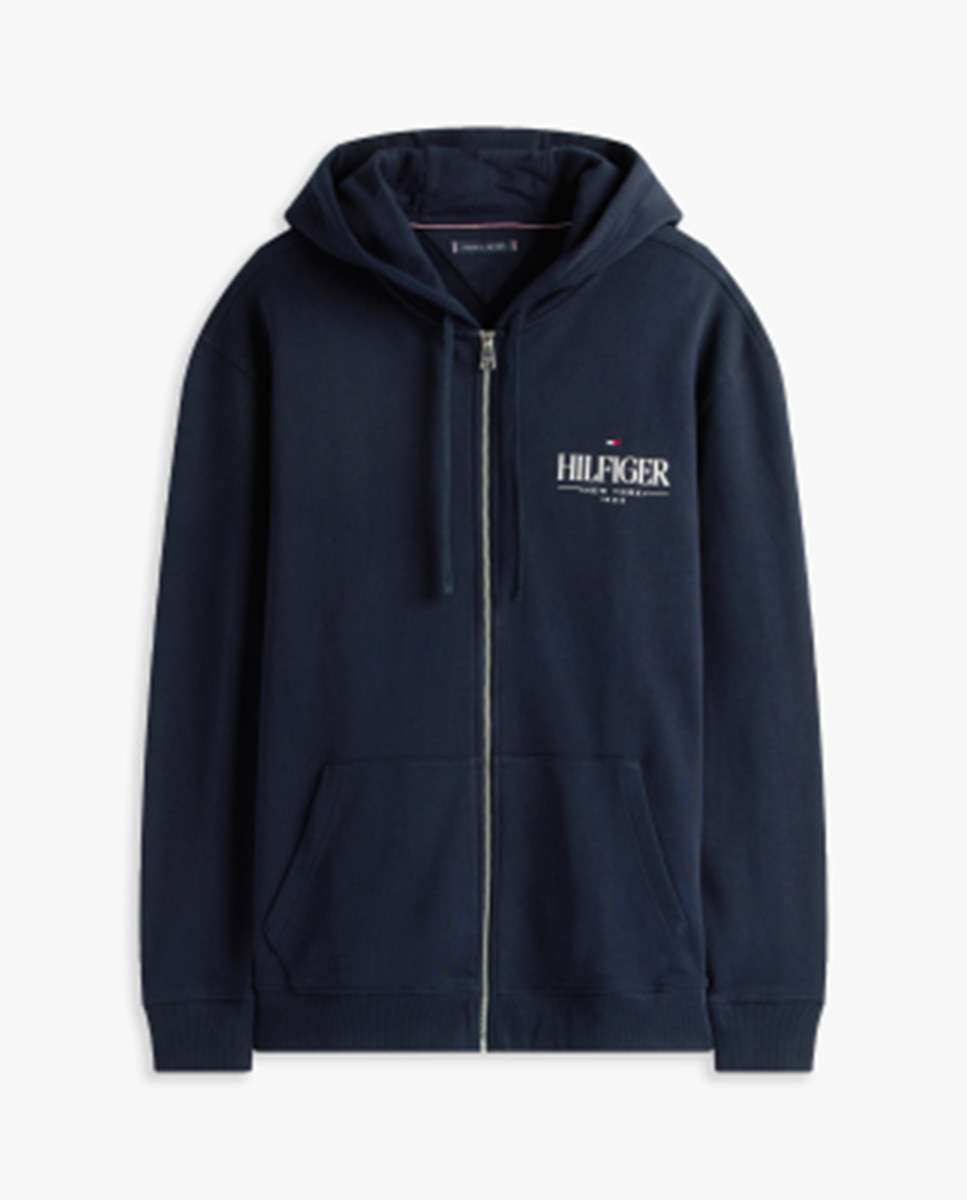 Sweatshirt com Capuz e Fecho de Correr Tamanhos Grandes Azul-marinho-4