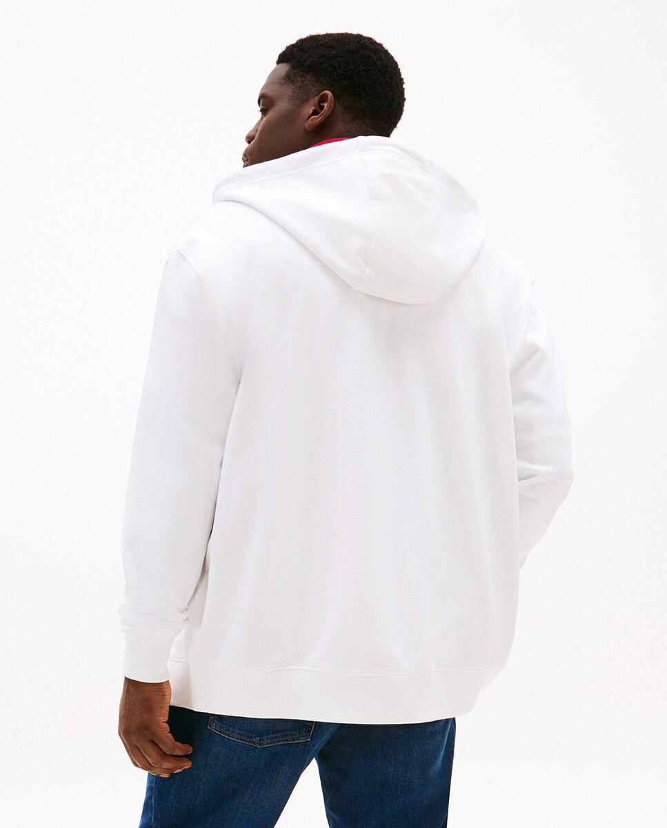 Sweatshirt com Capuz e Fecho de Correr Tamanhos Grandes Branco-2