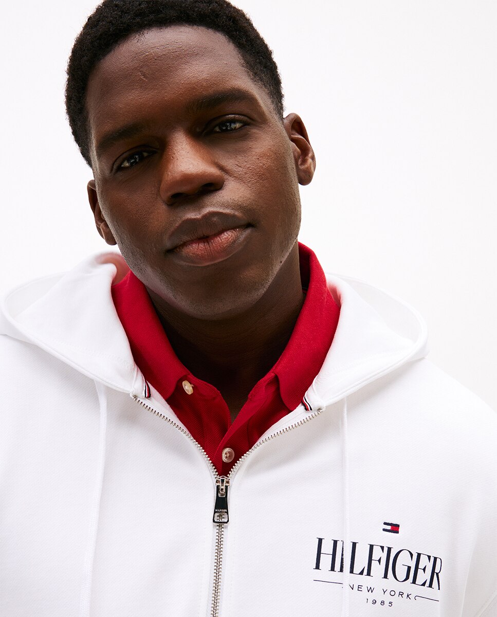 Sweatshirt com Capuz e Fecho de Correr Tamanhos Grandes Branco-3