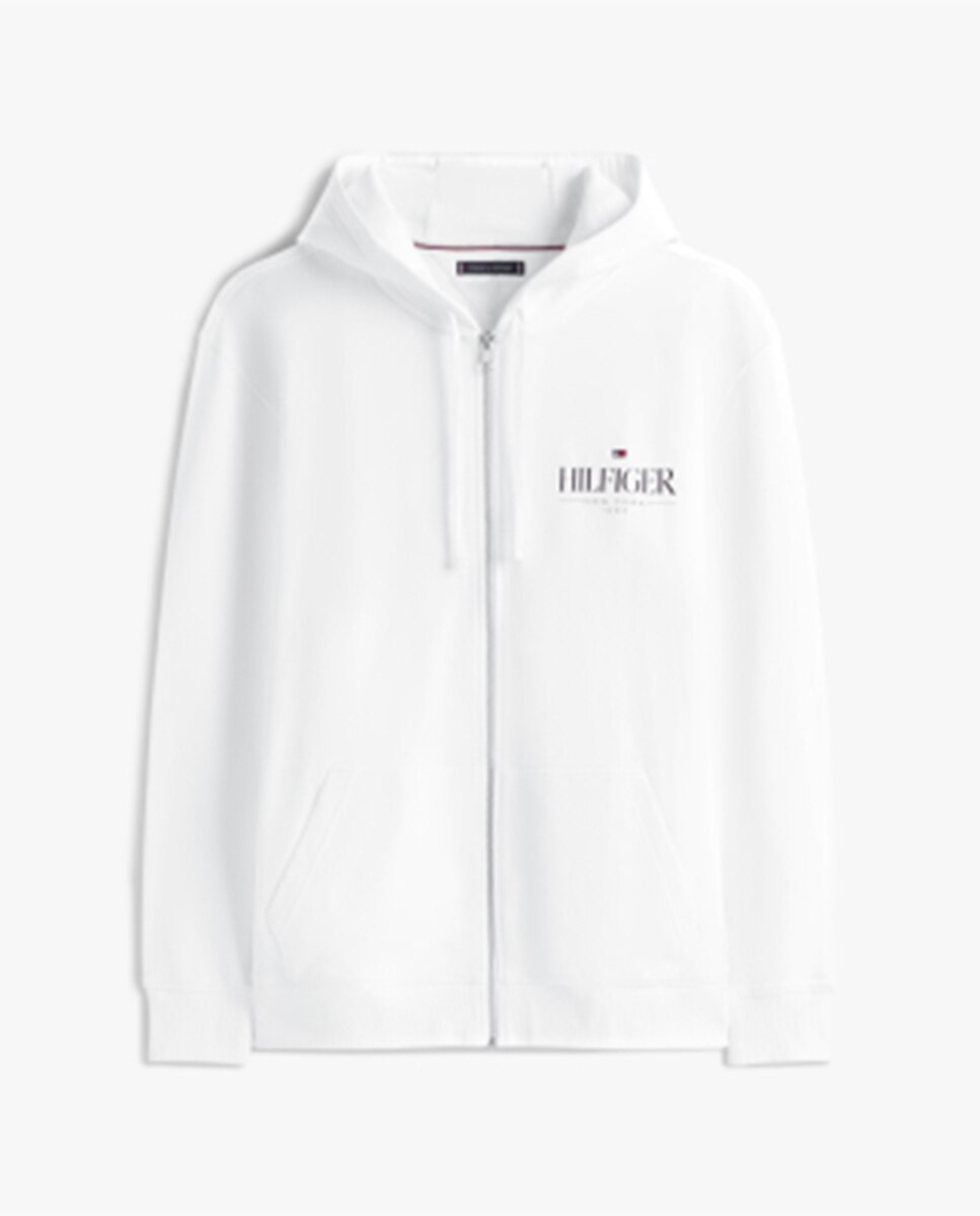 Sweatshirt com Capuz e Fecho de Correr Tamanhos Grandes Branco-4
