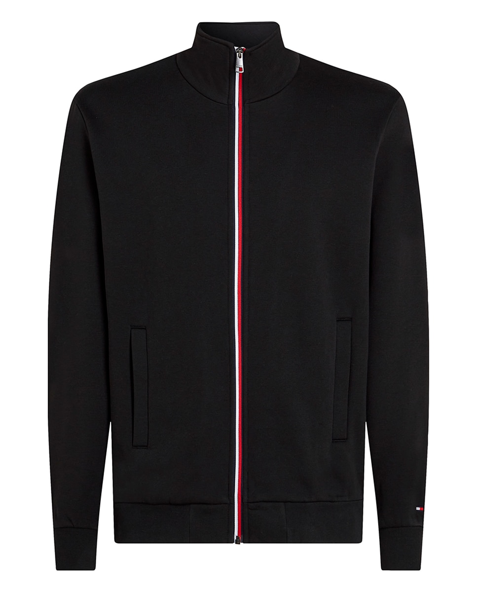 Sweatshirt sem Capuz com Fecho de Correr Tamanhos Grandes Preto-1