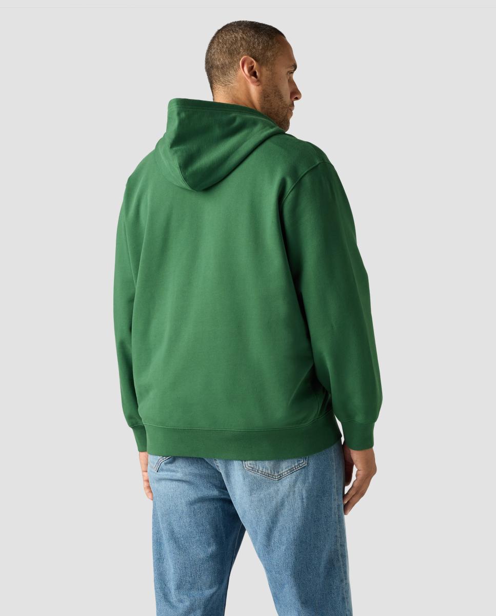 Sweatshirt com capuz e fecho de correr tamanhos grandes Verde-escuro-2