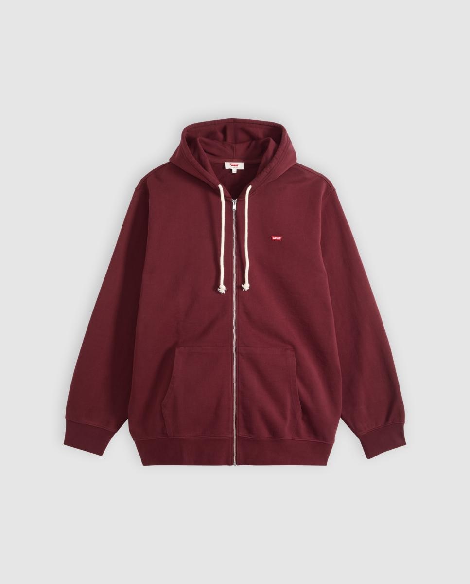 Sweatshirt com Capuz e Fecho de Correr. Tamanhos Grandes. Bordeaux-3