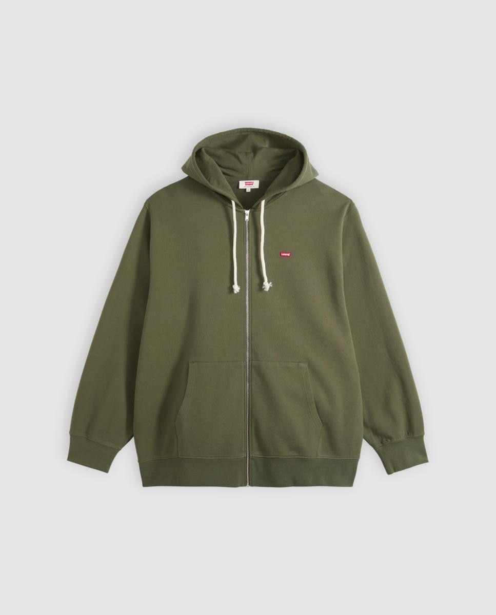 Sweatshirt com Capuz e Fecho de Correr. Tamanhos Grandes. Verde-escuro-3