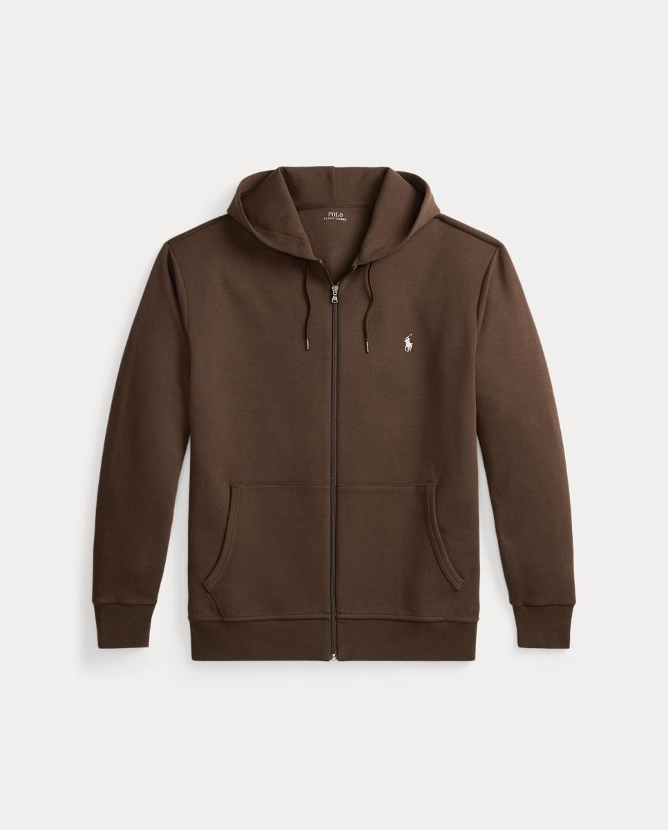 Sweatshirt de Homem com Capuz de Malha Dupla e Fecho de Correr, Tamanhos Grandes Castanho-chocolate-5