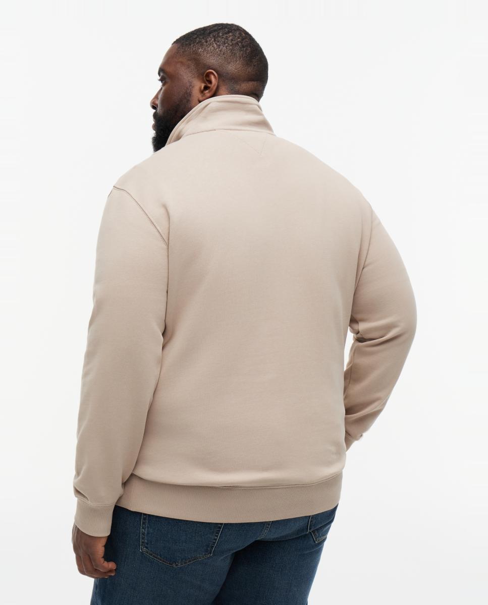 Sweatshirt Lisa com Meio Fecho de Correr Tamanhos Grandes Bege-2