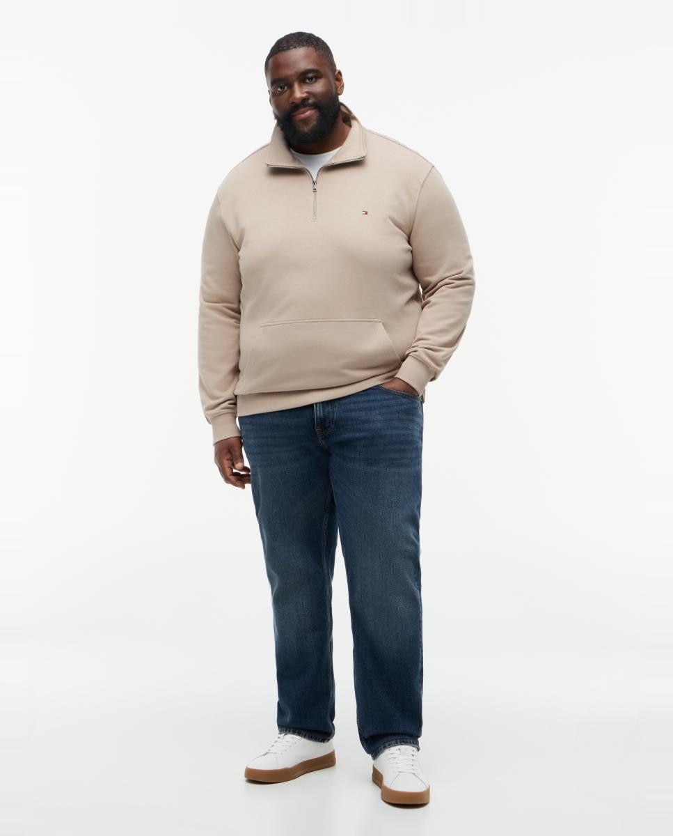 Sweatshirt Lisa com Meio Fecho de Correr Tamanhos Grandes Bege-5