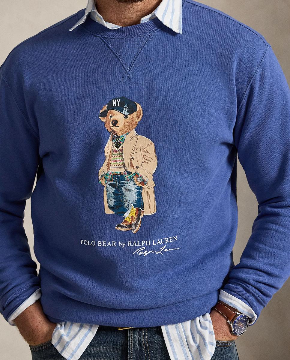 Sweatshirt de Felpa com Polo Bear Tamanhos Grandes Azul-porcelana-4