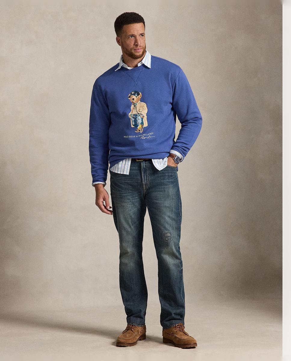 Sweatshirt de Felpa com Polo Bear Tamanhos Grandes Azul-porcelana-7