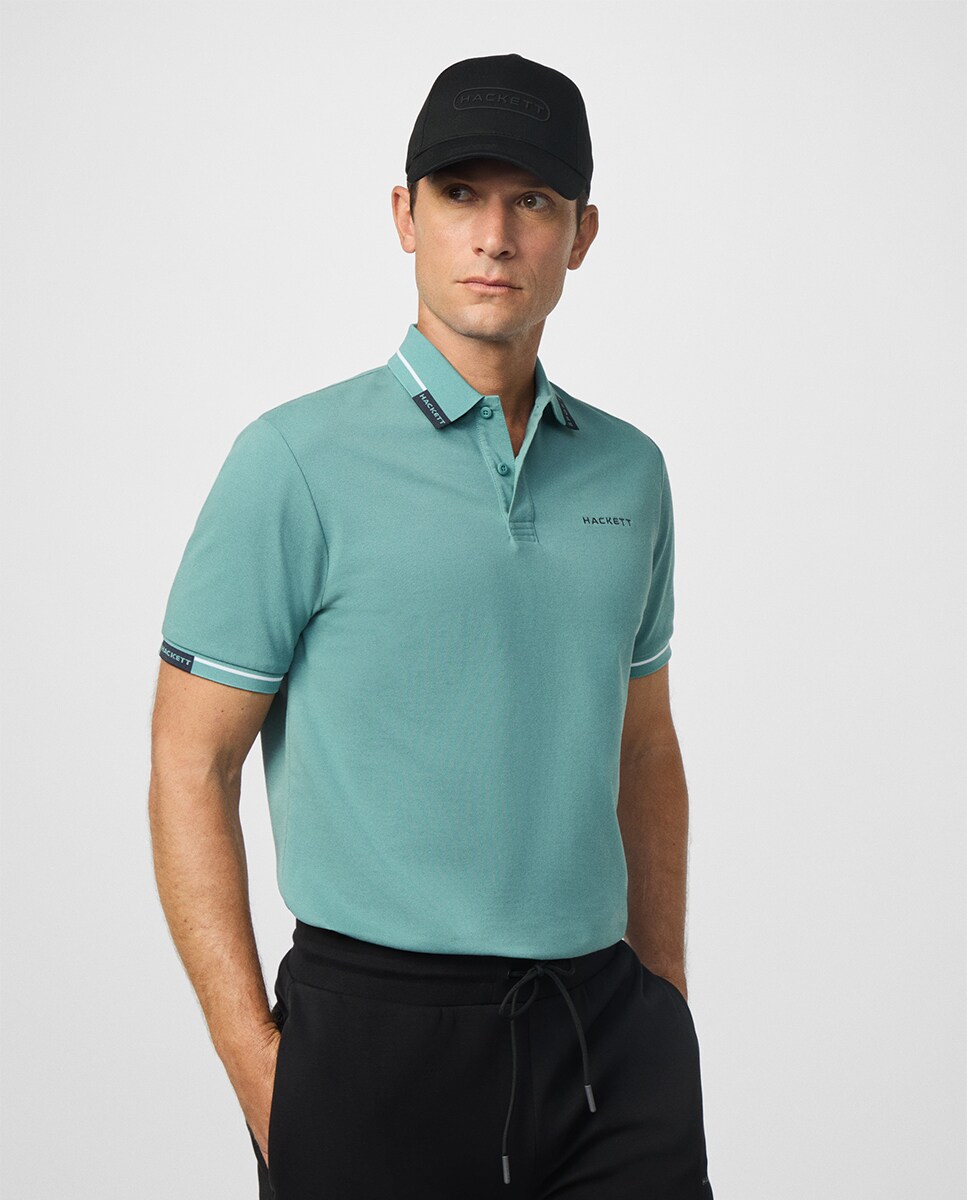 Polo de hombre manga corta detalle cuello tallas grandes · Hackett