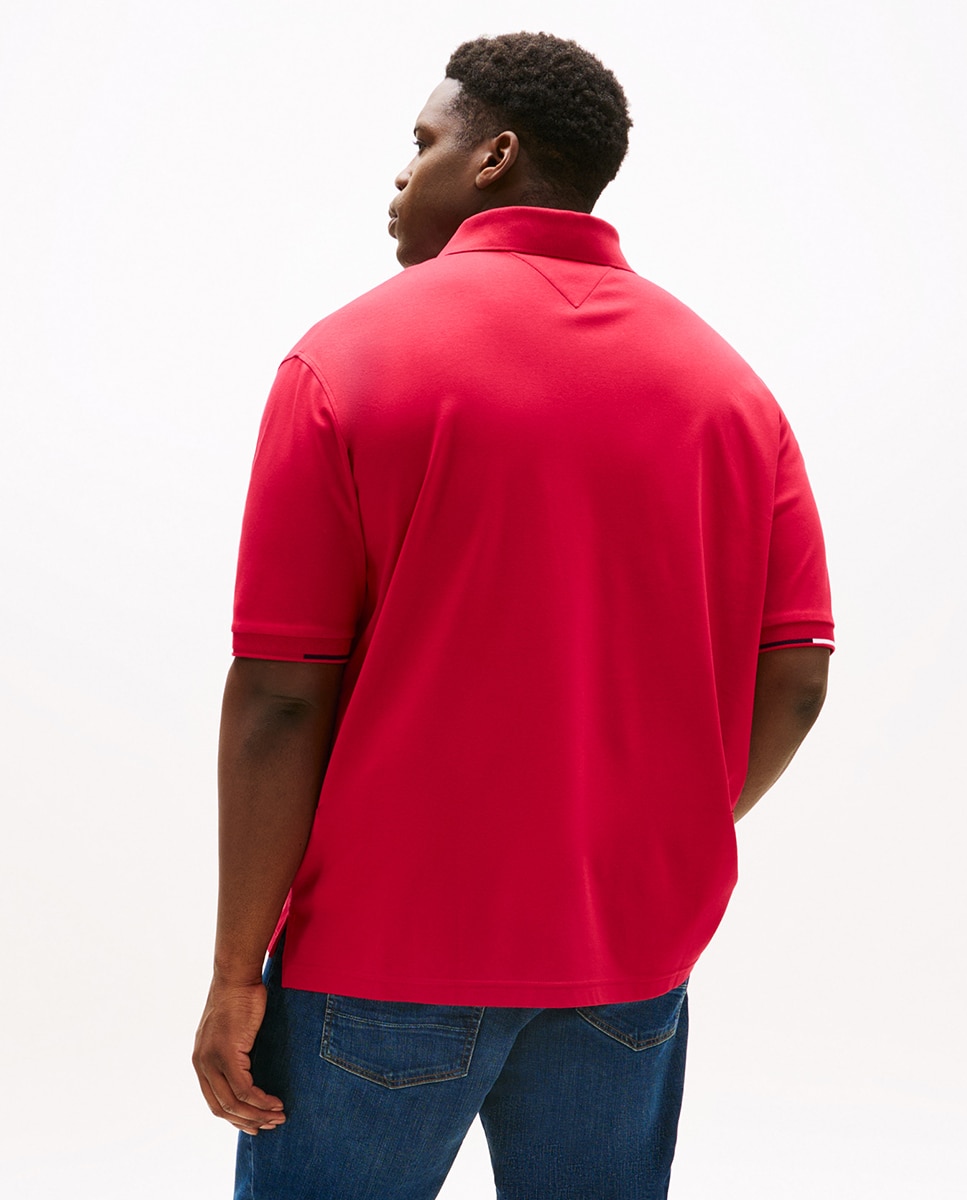 Polo de Manga Curta com Detalhes da Marca na Manga Tamanhos Grandes Vermelho-2