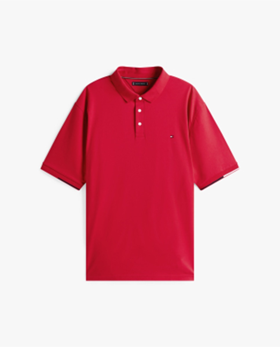 Polo de Manga Curta com Detalhes da Marca na Manga Tamanhos Grandes Vermelho-4