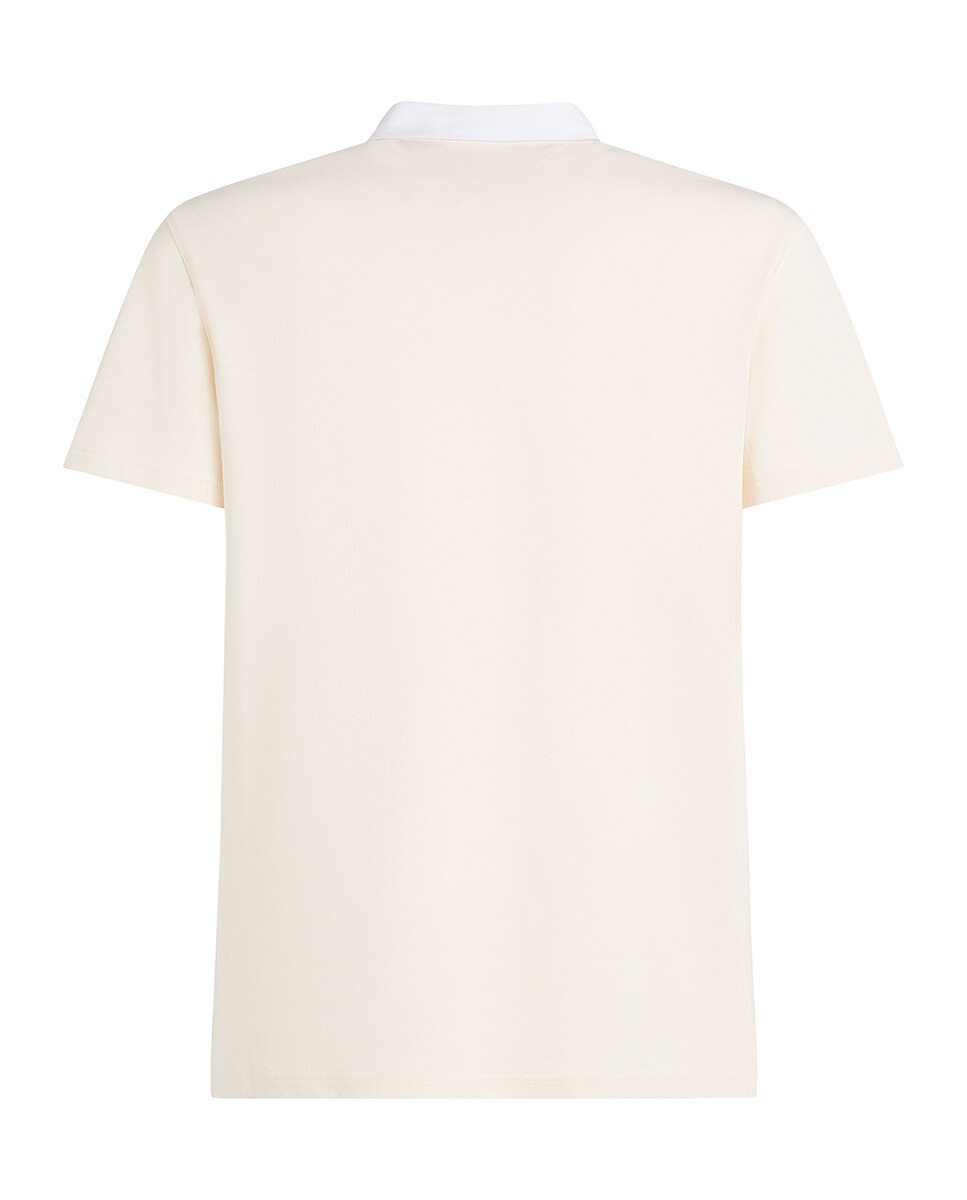 Polo Estilo Rugby de Manga Curta Tamanhos Grandes Creme-2