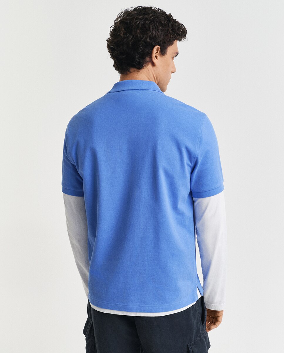 Polo Piqué com Escudo Bordado no Peito Tamanhos Grandes Azul-2
